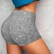thumbnail image 4 of Balery GlitterSilver Pantalones cortos de entrenamiento estampados para mujer, sin costuras, ajustados, para gimnasio, yoga, correr, deportes, ejercicio activo, fitness.-Large, 4 of 8