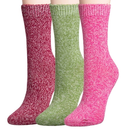 

Mio Marino Women s Warm Wool Socks - Soft Cozy Thick Knitted Socks - 3 Pack - Gift Box - Bright Stripe - 9-11
