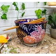 thumbnail image 6 of Ebros Pack Of 2 Leaves & Flowers Ramen Noodles Soup Bowl W/ Bamboo Chopsticks, 6 of 6