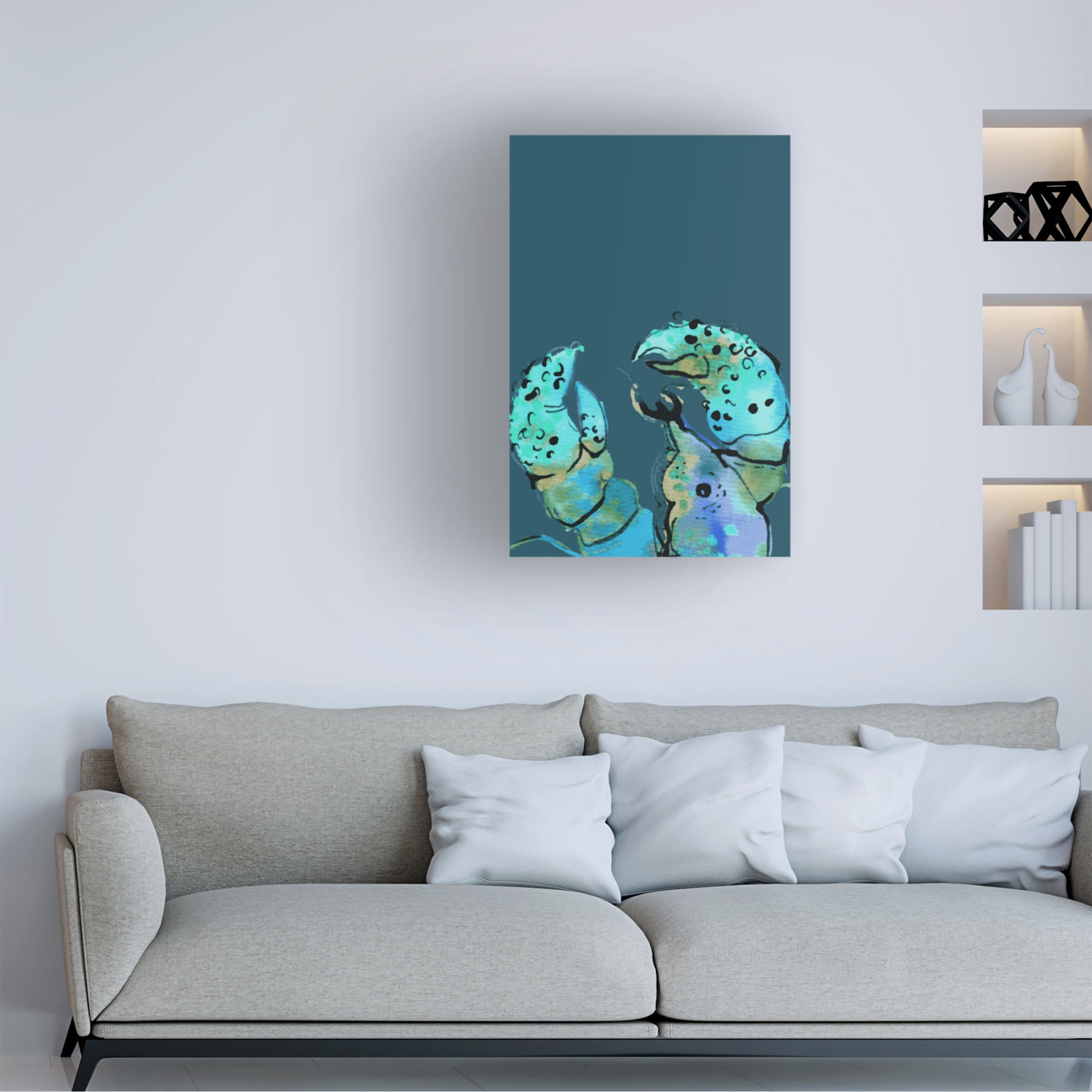 Trademark Fine Art Ania Zwara  Azure Lobster On Dark Blue Canvas Wall Art