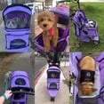 thumbnail image 2 of YRLLENSDAN Pet Stroller for Small Dog 10 lbs All Terrain Dog Stroller for Medium Dog 30 lbs Cat Stroller for 2 Cats Doggy Puppy Stroller with Furry Pad Portable Dog Cart with Wheels,Purple, 2 of 10