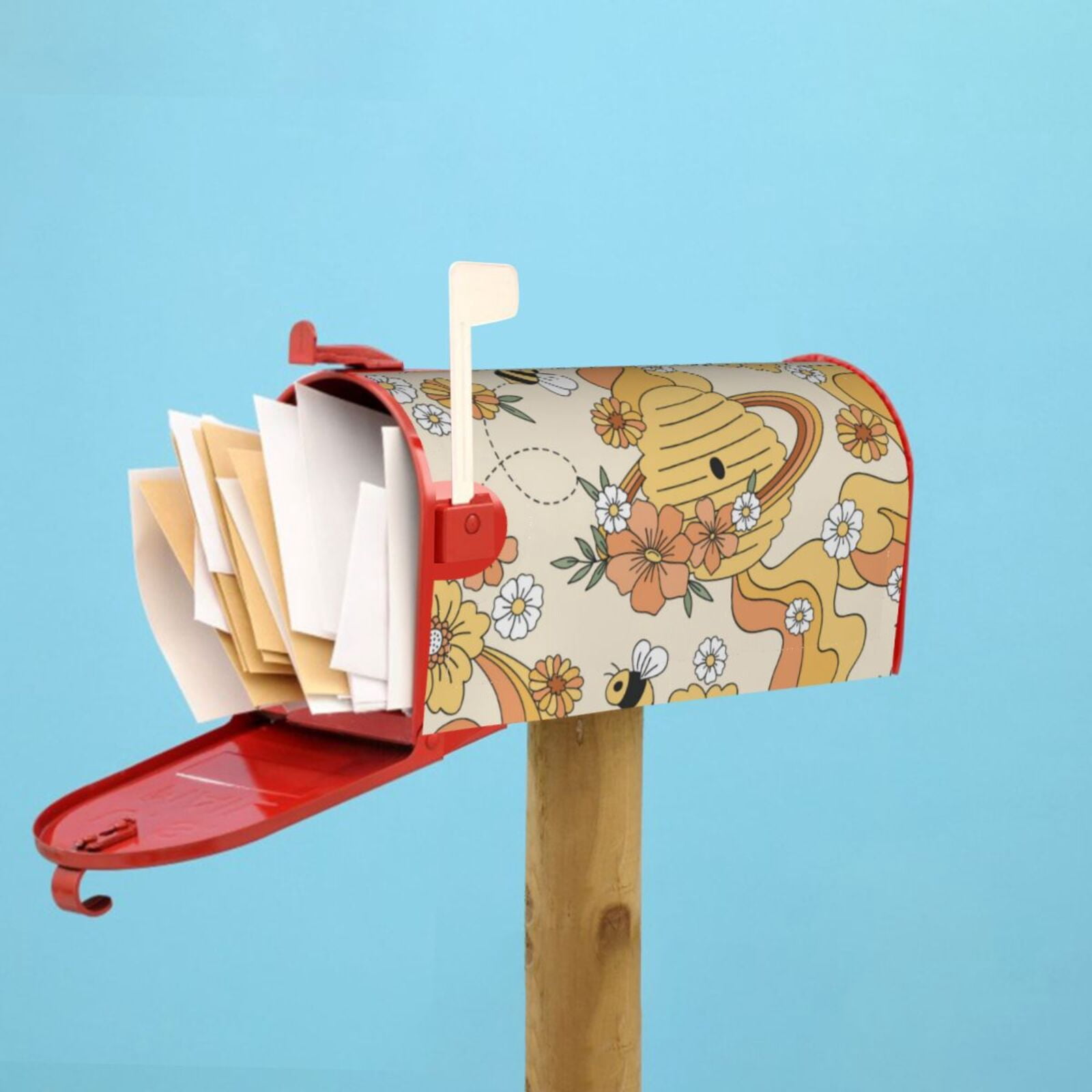 Xecao Groovy Floral for Mailbox Cover with Magnetic Strips, Waterproof and Sunscreen, Adds a Decorative Touch to Your Garden Yard.