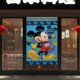 thumbnail image 4 of Cortina de puerta de Mickey Mouse, cortina opaca para puerta de 34 x 57 pulgadas, cortina divisoria de privacidad para decoración del hogar, dormitorio, cocina, 2 paneles, 4 of 6