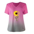 thumbnail image 4 of Tejiojio Essentials Short Sleeve Clearance Lady's Summer T-Shirt Womens Casual V-Neck Fading Color Blouse Tops Plus Size, 4 of 5