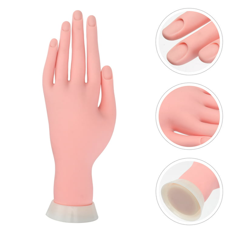 2Pcs Practice Hand for Acrylic Nails, Fake Nail Hand Practice, Flexible  Bendable Mannequin Rubber Hand,Manicure Practice Hands Nail Art Hand  Training