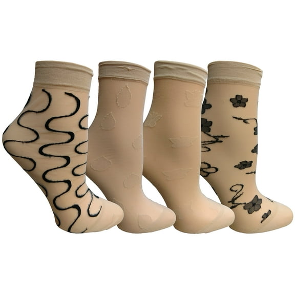 4 Pairs of Yacht&Smith Fisnet Ankle Socks, Mesh Patterned Anklet Sock (Pack F)