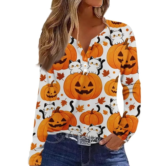MVRLSH Womens Tops Blouse Casual Multi Style Graphic Printed Long Short Sleeve V Neck Daily Wear Loose Fit Blouses White - XXXL