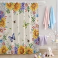 thumbnail image 2 of Shower Curtain Sunflower Daisy Butterfly Bee Shower Curtains for Bathroom Decor, Waterproof Polyester Shower Curtain Set with Hooks, Extra Long 72" x 96" Spring Floral Beige, 2 of 9