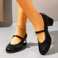 thumbnail image 6 of Xfvqtps Womens Mary Jane Pumps Pearl Buckle Heels Chunky Heel Shoes Round Toe Comfortable Pumps Vintage Style Low Cut Dressy Casual Shoes, 6 of 9