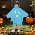 thumbnail image 2 of Yuncity Kids Halloween Cape Ghost Print Hooded Sleeveless Cloak Lightweight Casual Cozy Loose Fit Fall Winter Poncho Holiday Party Outfit Light Blue, 2 of 6