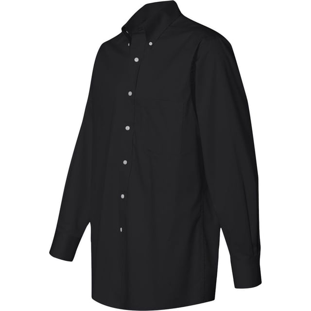 Camisa de vestir Van Heusen Twill de Manga larga Negro S