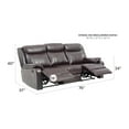 thumbnail image 4 of Glory Furniture Ward Faux Leather Double Reclining Sofa in Dark Brown, 4 of 6