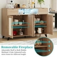 thumbnail image 4 of Sideboard Buffet Cabinet, 4 Rattan Doors 2 Drawers Accent Storage Cabinet, Console Table Coffee Bar w/Power Outlet & LED Light, Adjustable Shelves for Dining Living Room, Hallway, 4 of 7