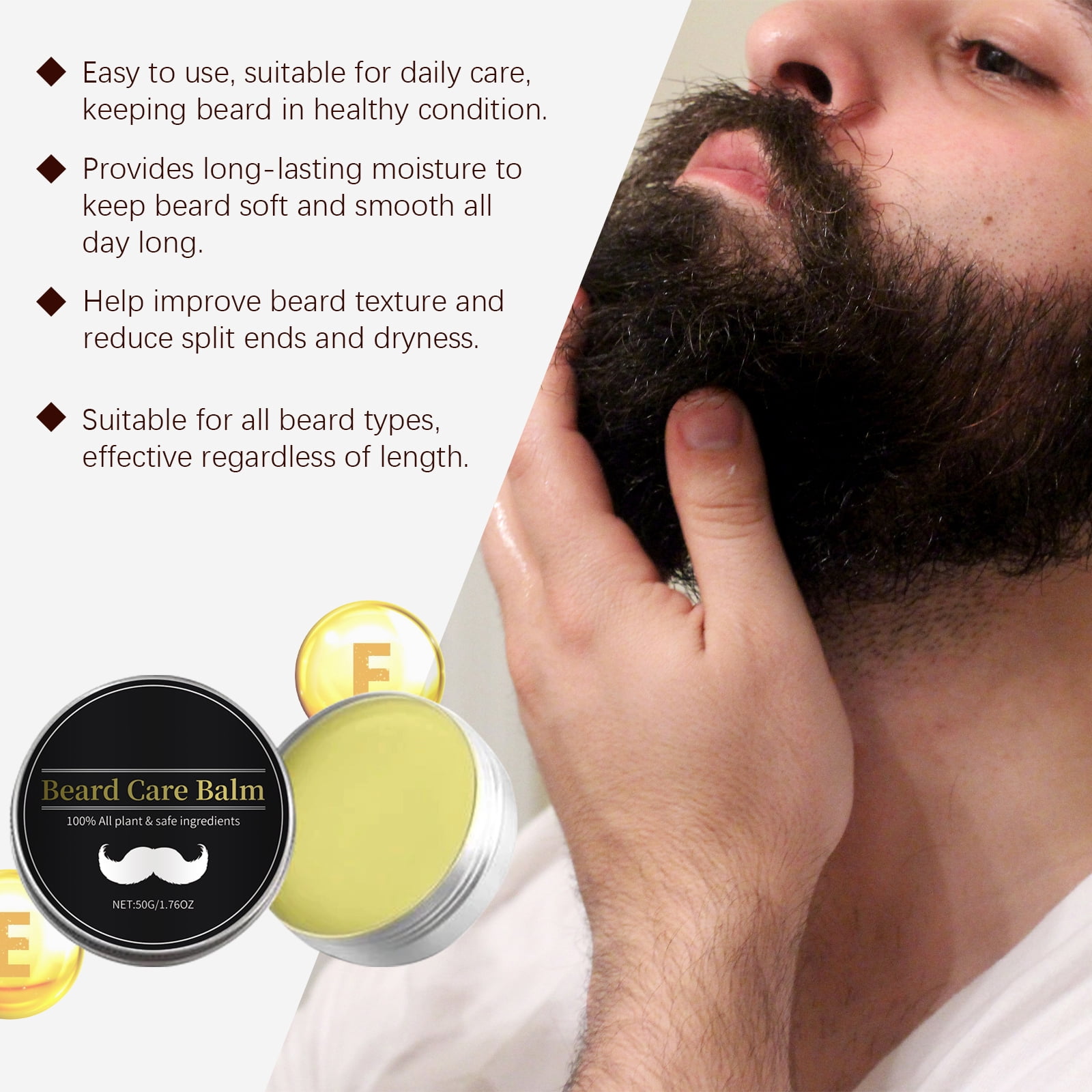 Alvantor Beard Balm for Men, Style for All Beard Types, 1.76oz