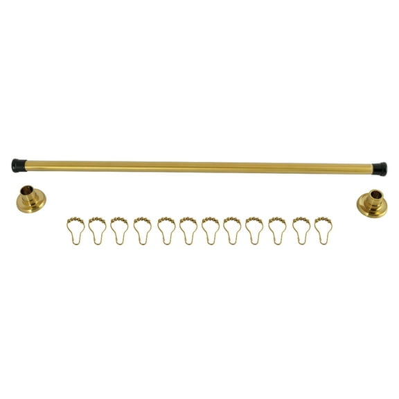 Kingston Brass KSR367 Edenscape 36"-60" Stainless Steel Adjustable Shower Curtain Rod with Rings, Brushed Brass