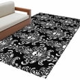 thumbnail image 2 of 3'x5' Area Rugs, Horrible Skull Indoor Outdoor Area Rug for Living Room Bedroom, Halloween Black Flowers Skeleton Washable Bathroom Rugs Kitchen Floor Carpet Mats Home Decor Aesthetic, 2 of 8