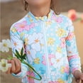 thumbnail image 5 of Tiijoy Girls Floral One-Piece Swimsuit Cute Long Sleeve Half Zip Rash Guard Bathing Suit, 5 of 7