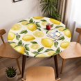 thumbnail image 5 of Lemon Leaves Elastic Fitted Round Table Cover Watercolor Waterproof Outdoor Tablecloth for Holiday Party, Picnic, Patio & Dining Fits Tables Up to 55"-60", 5 of 8