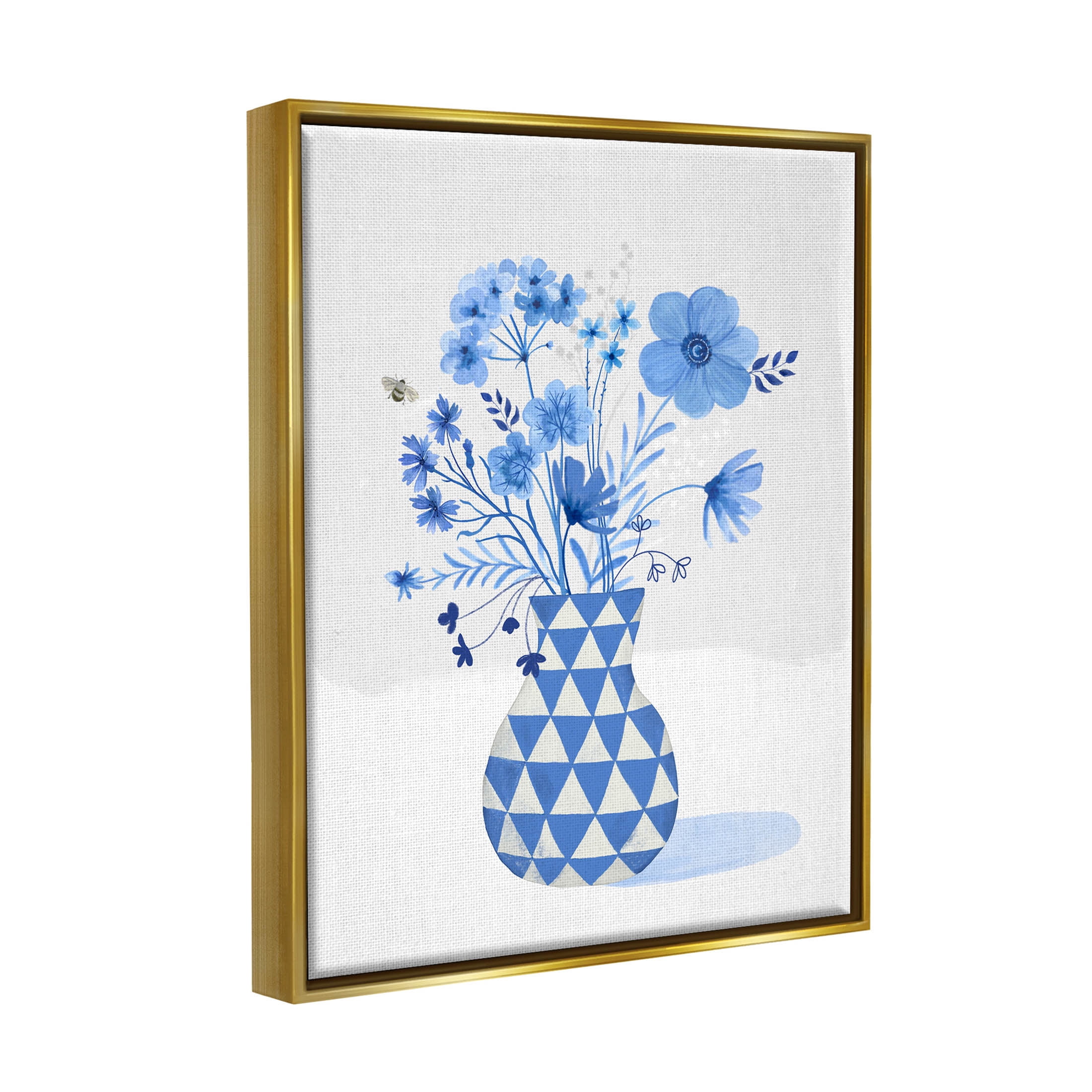 Blue Mixed Floral Arrangement Botanical & Floral Graphic Art Metallic Gold Framed Art Print Wall Art