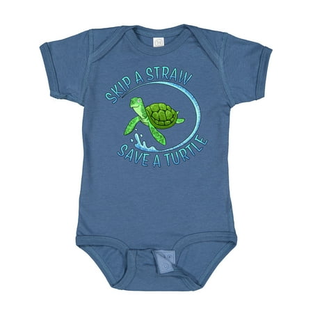 

Inktastic Skip a Straw Save a Turtle with Cute Green Sea Turtle Gift Baby Boy or Baby Girl Bodysuit