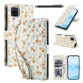 thumbnail image 1 of Wallet Case for Samsung Galaxy A12 , PU Leather Phone Cover Kickstand RFID Blocking Flip Case Card Slots Wrist Strap Relief Engraved Pattern Magnetic With Stylus Pen, Orange Flower, 1 of 10