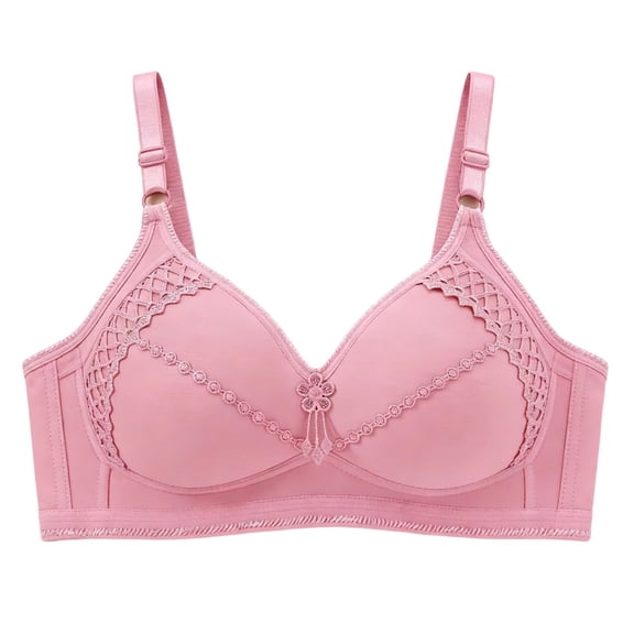 qelini Wireless Push up Bras for Women Plus Size Breathable Lightly Lined Everyday T-Shirt Bra with Adjustable Straps Solid Color Bras