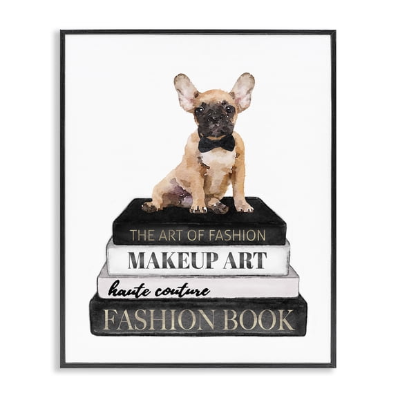 Stupell Industries Contemporary Whimsical French Bulldog Glam Pet Fashion Portfolio Black Framed Giclee Art, 11 x 14, by Amanda Greenwood