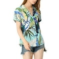 thumbnail image 6 of MODA NOVA Juniors Summer Beach Tropical Floral Button Down Hawaiian Shirts, 6 of 7
