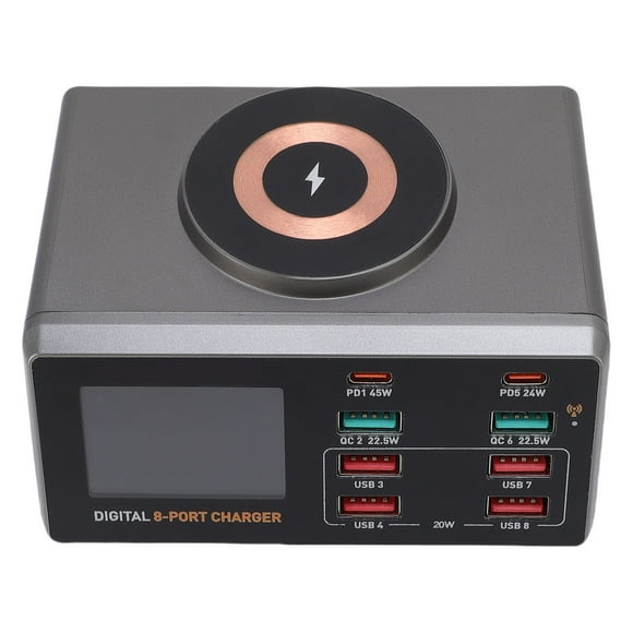 Estación De Carga Inalámbrica USB De 100 W 8 Puertos USB, QC3.0/PD Cargo Rápido Para Teléfonos Herramientas USB, Multi Dispositivo Smart IC Desktop Organizer Hub