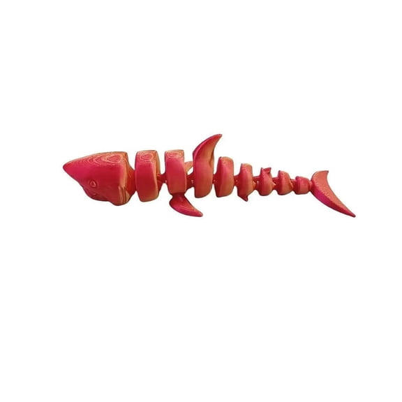3D Printed Marine Shark with Movable Joints and Bright Colors Is Simple and Elegant Three-dimensional Figurine