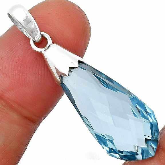 Sky Blue Topaz Briolette Point Pendant 925 Sterling Silver - Desiregem DGP1005_A