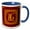 Blue/White, variant on 3drose, Beautiful Ornamental Burgundy, Yellow Monogram. Great Initial G, 15oz Mug