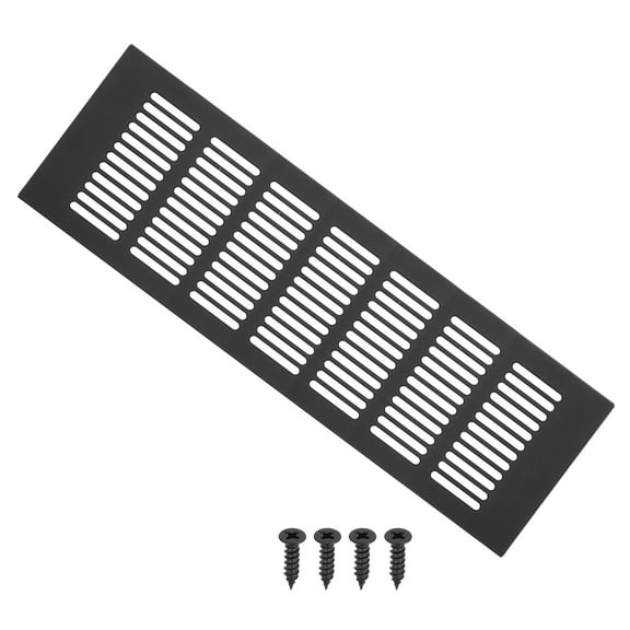 Uxcell 12"x4" Rectangle Air Vent Cover Door Grille Ventilation Cover Louvered with Screws for Cabinet Black