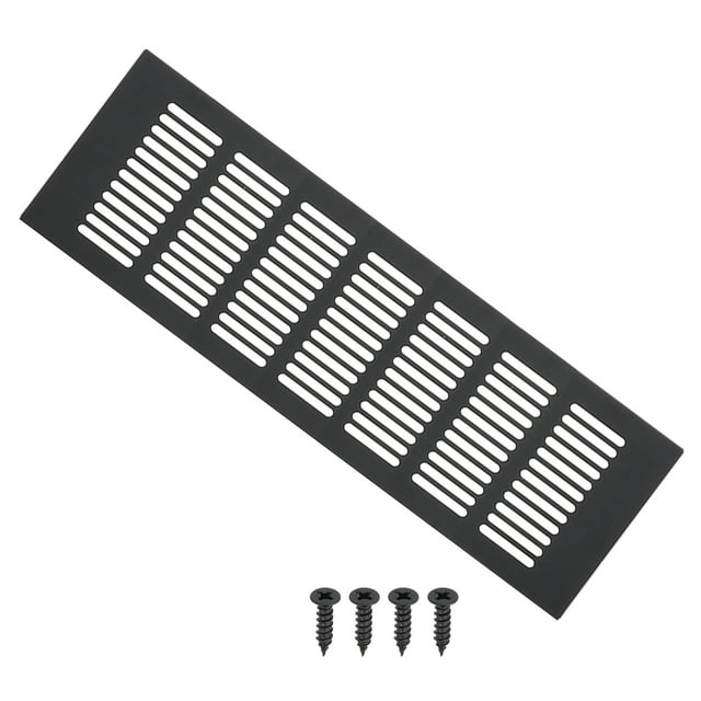 Cubierta de Ventilación Rectangular Uxcell 12"x4" con Rejilla de Ventilación y Tornillos para Gabinete Negra
