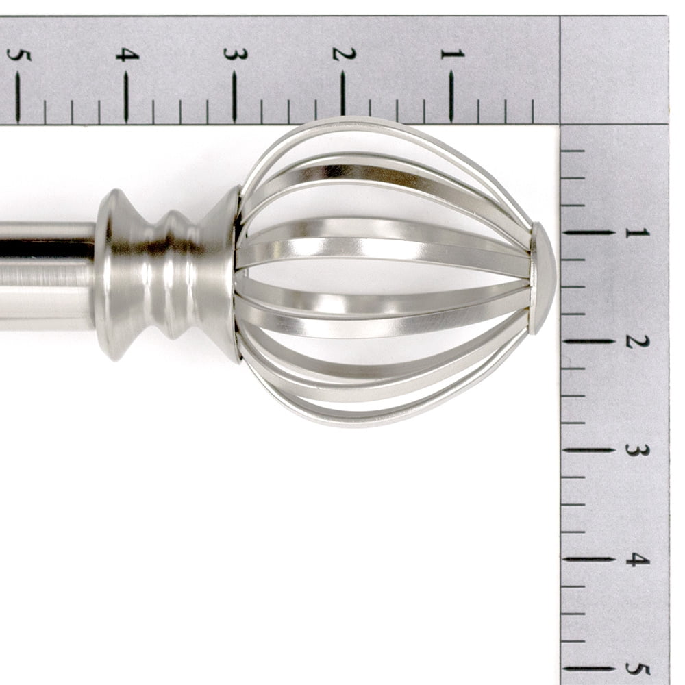 Lumino 1" and 5/8" Plated Brushed Nickel Regis Cage Adjustable Double Curtain Rod Set, 42"-120"