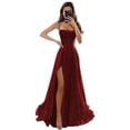 thumbnail image 1 of Vestido de fiesta LANGKAAO 2025, vestido de gala con purpurina en forma de A, color burdeos, 1 of 7