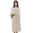 thumbnail image 1 of Vestido tipo delantal con cintura de lino y algodón bordado de estilo coreano, 1 of 2