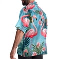 thumbnail image 3 of Flamingo Tropical Rainforest Men's Hawaiian Short Sleeve Printed Button Down Poplin Casual Summer Beach Shirt, Unisex, 3 of 6