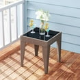 thumbnail image 4 of Outdoor Side Table Wicker Rattan Side Tables End Table for Patio with Glass Top Rattan Storage for Patio Balcony Courtyard, 4 of 7