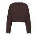 thumbnail image 4 of Trendy Tops for Women 2025 Women's Solid Sweatshirt Women's Solid Color Crew Neck Sweatshirt Long Sleeve Sports Bottoming T Shirt Knitted Sweater Long Sleeve Top, 4 of 5