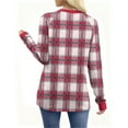 thumbnail image 4 of YUGYXL Trendy Plaid Shirts for Women Long Sleeve Crewneck Fall Graphic Pullover Top Lightweight Casual Soft Sweatshirt Red XXL, 4 of 8