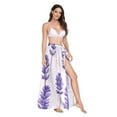thumbnail image 2 of FORMRS Womens Long Sarong Beach Wrap Semi-Sheer Bikini Skirt Bathing Swimsuit Cover Up, Lavender Pattern, 2 of 7