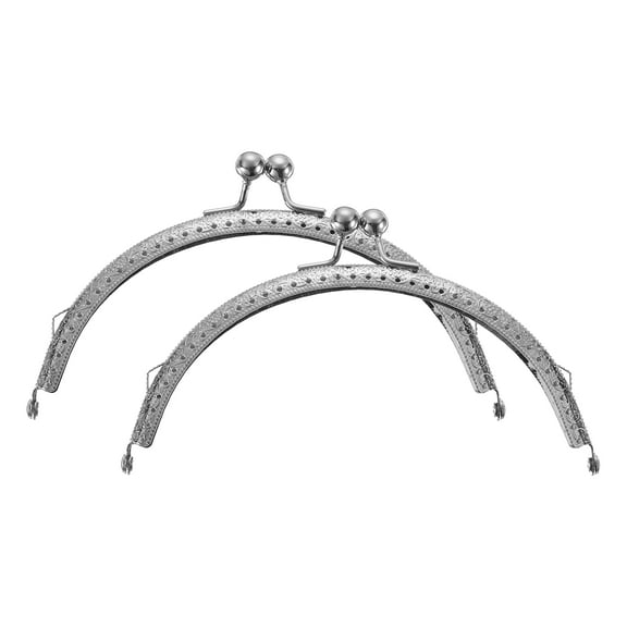 Uxcell 2 Pcs Metal Purse Frame, 15cm/5.9" Retro Arch Kiss Lock Clasp Frame Embossed for Purse Making(Silver)