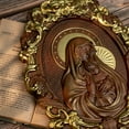 thumbnail image 3 of Virgin Mary and Baby Jesus religious icon mural wood carving decoration wall home furnishings, 3 of 5