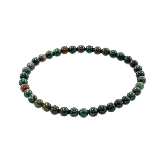 LTC Designs Shiny Smooth 4mm Bloodstone Stretch Bracelet, 6.5"