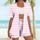 thumbnail image 5 of Mujeres largo cardigan con bolsillos de moda suelto diario casual no posicionamiento impreso conjunto, manga corta superior y pantalones, 5 of 6