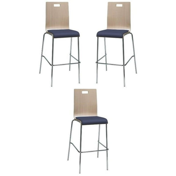 Home Square 30" Vinyl Seat Bar Stool in Natural and Grape - Set of 3