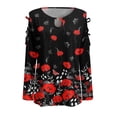 thumbnail image 4 of Puntoco Mujeres Moda Casual Imprimir Cuello Redondo Suelto Manga Larga Camiseta top Blusa Pullover Puntoco Puntoco-1584, 4 of 4