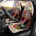 thumbnail image 2 of ZHANZZK Set of 2 Car Seat Covers Watercolor Flower Skull Universal Auto Front Seats Protector Fits for Car,SUV Sedan,Truck, 2 of 3