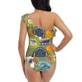 thumbnail image 5 of Sikiie Hawaiian Style Print Women One Piece Swimsuits Tummy Control One Shoulder Bathing Suits Ruffle Swimwear, From S to XXL-X-Large, 5 of 6
